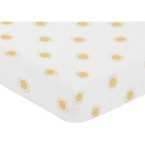 Sweet Jojo Designs Boy or Girl Gender Neutral Unisex Baby Fitted Crib Sheet Boho Sun Yellow and White