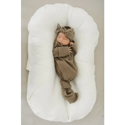Cocoa Organic Cotton Ribbed Knot Gown