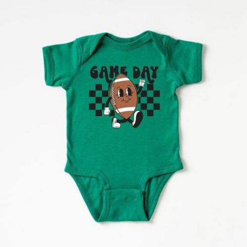 The Juniper Shop Football Game Day Checkered Baby Bodysuit