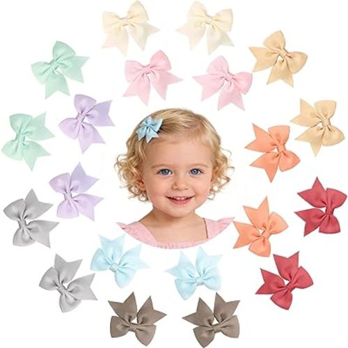 CÉLLOT 20pcs 2.36 inch Hair Bows for Girls Grosgrain Ribbon Toddler Hair Bows Alligator Clips for Baby Girls Kids Infants Back to School Hair Accessories in Pairs…