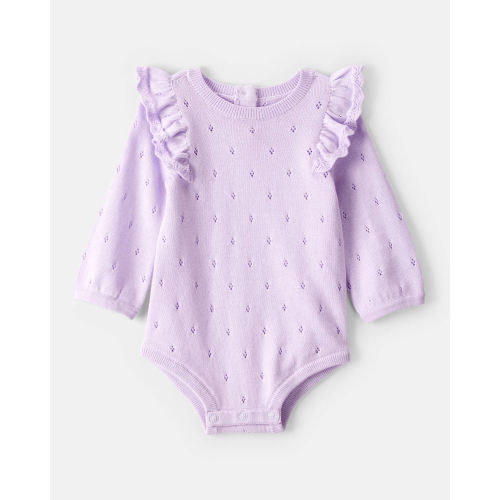 Baby Girl Long-Sleeve Sweater Bodysuit - Purple - OshKosh B'gosh | Carter's