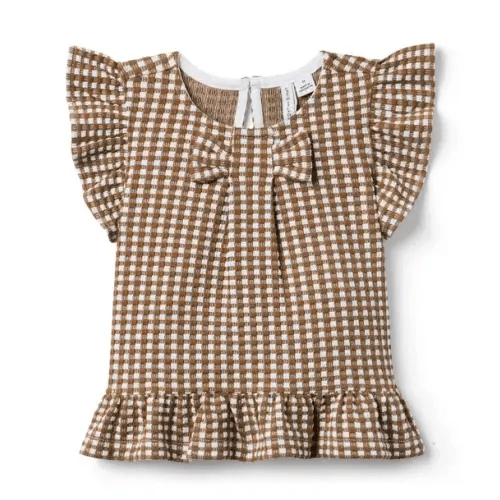 Girl Basket Brown Gingham Gingham Ruffle Top by Janie and Jack