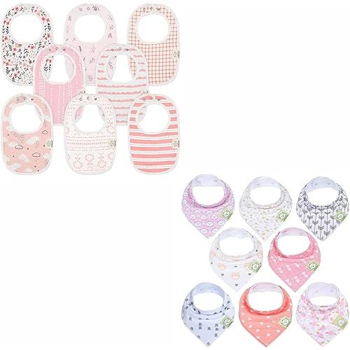 KeaBabies Baby Bandana Drool Bibs for Girls and 8-Pack Baby Bibs for Girls & Boys - Super Absorbent Cotton Bandana Bibs - Teething Baby Bibs for Boy, Girl - Baby Drool Bib
