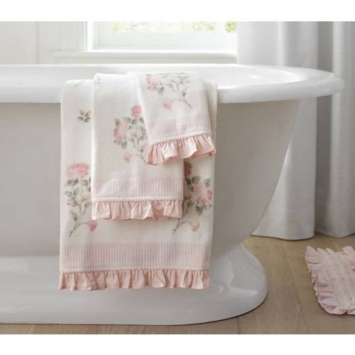 Bria Hammel Jacquard Rose Ruffle Bath Towels | Pottery Barn Kids