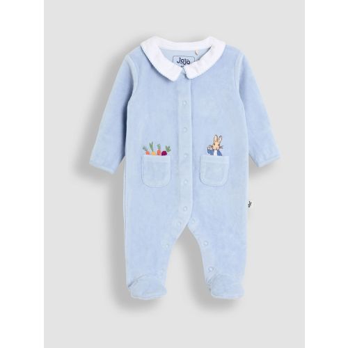 Blue Peter Rabbit Velour Footed All-In-One