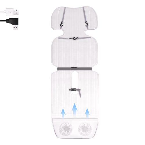 YunBaby Baby Stroller Cooling & Heating Pad, USB-Powered Pad with 2 Fans, 3 Speed Settings & Timer, Dual-Layer Mesh for Car Seat, Stroller, Crib, All-Season Baby Comfort