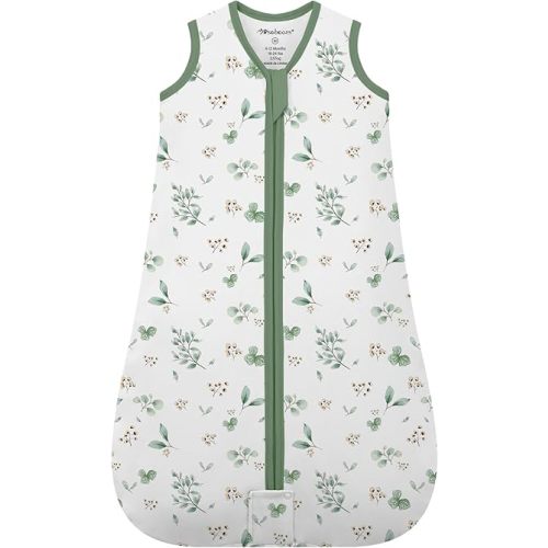 Mosebears Sleep Sack Baby Winter Wearable Blanket with 2-Way Zipper,2.5 TOG Cotton Sleep Sack Unisex(Plant,0-6 Months)