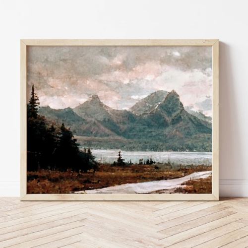 Glacier National Park | Montana, USA | Vintage Landscape Oil Painting | Warm Rustic | Wall Art | Printable Digital Download | #52