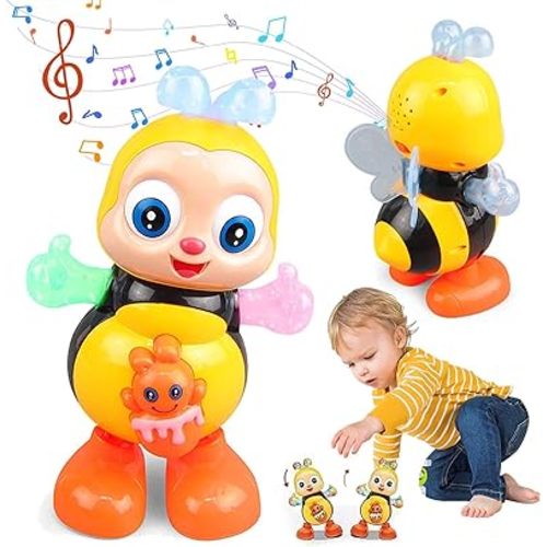 Dancing Bee Toy with Music & LED Lights – Juguete de Abeja Bailarina con Sonidos y Luces para Niños, Preschool Sensory Learning Toy for Toddlers