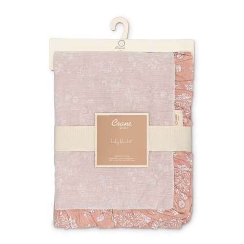 Violet Floral Baby Blanket with Ruffles | Crane Baby