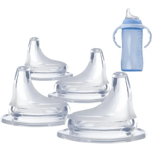 4Pack Replacement Silicone Spout Compatible with NUK, Soft Spout Replacement for NUK Active and Learner Cups, Easy Transition from Bottle to Cup, No Spill for Sippy Cup Nipples