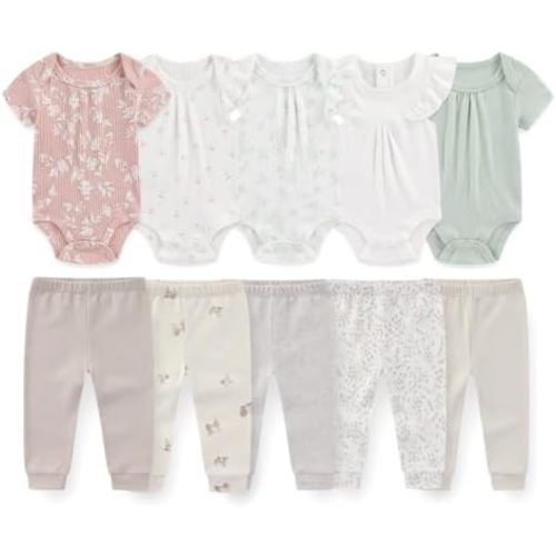 Unisex Baby Bodysuits and Pants Set 10 Pack Cotton Soft Infant Outfit New born Baby Boy Girl Clothes