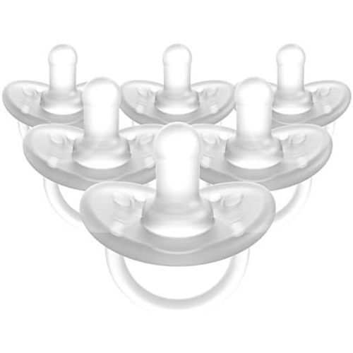 Evenflo Feeding Balance Plus Stage 1 Cylindrical Baby, Newborn and Infant Pacifier - Developed with Pediatric Feeding Specialists - 0 to 6 Months - Clear - (Pack of 6)