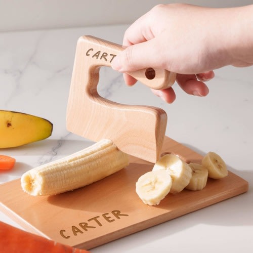 Personalized Kids Knife Cutting Board Set, Easter Gift, Montessori Toddler Cooking Set, Child Kitchen Tools, Holiday Gift for Young Chefs