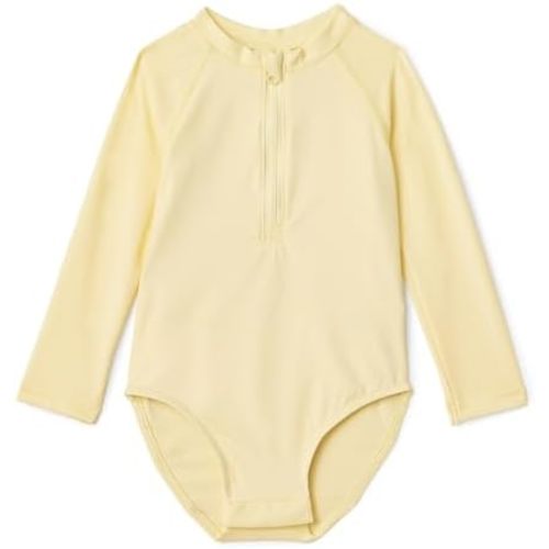 Amazon Essentials Baby Girls' Rash Guard one-Piece Swimsuit, Light Yellow, 3-6 Months