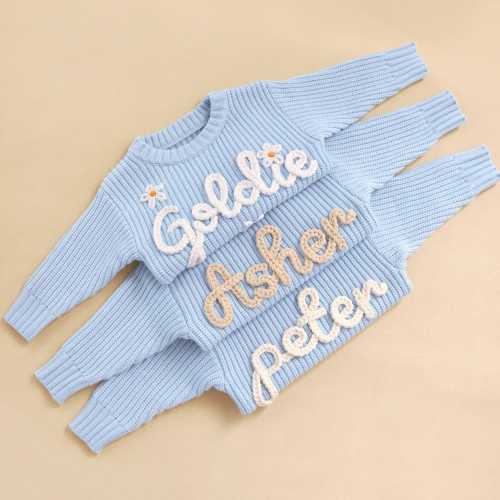 Custom Baby Name Sweater, Personalized Baby Sweater, Newborn Sweater, Embroidered Name Baby Sweater, Baby Shower Gifts, 1st Birthday Outfit