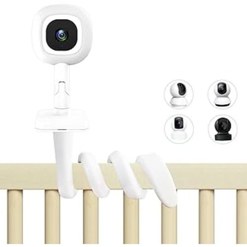 Derebir Flexible Baby Monitor Mount for Nanit Pro & Flex Stand, TP-Link C200/C210/C220, Kasa Smart EC70/EC71/KC410S and Baby Cameras with 1/4 Thread Hole, Crib Twist Mount Without Tools or Wall Damage