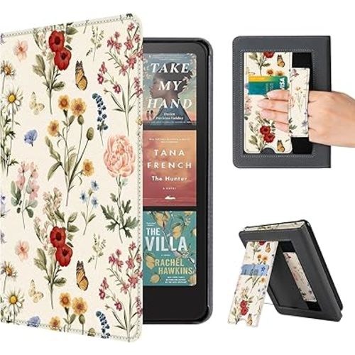 CoBak Case with Stand for Kindle Paperwhite 12th Gen 2024 Released (7") & Kindle Colorsoft Signature Edition - Durable PU Leather Cover with Auto Sleep Wake, Card Slot, Hand Strap Feature, Sage Green
