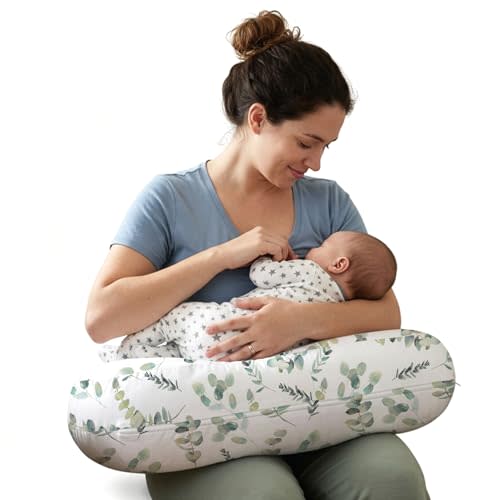 Little Grape Land Nursing Pillow for Infants, Extra Firm Breastfeeding Pillows, Baby Pillow for Nursing, Bottle Feeding with Machine Washable Cover & Breathable Filling