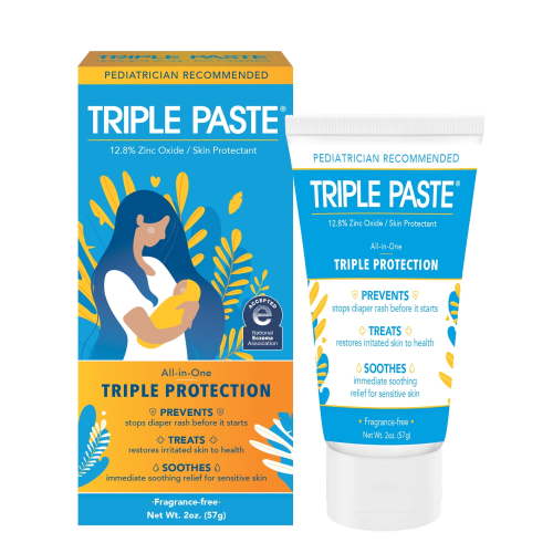 Triple Paste Diaper Rash Cream, Hypoallergenic Medicated Ointment for Babies, Overnight and Daily Protection, 2 oz HSA/FSA Eligible