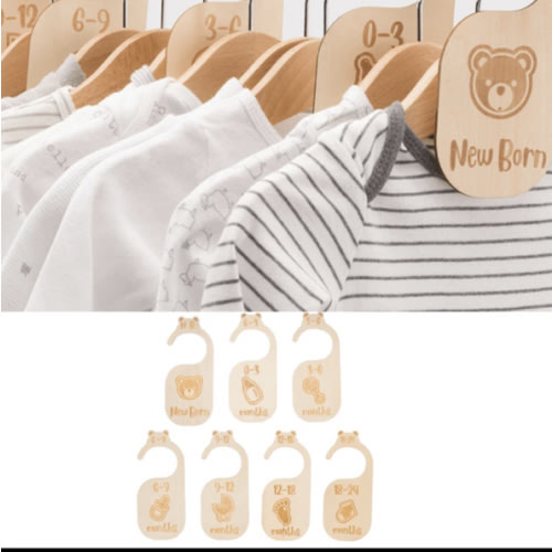 1Set/7pcsBeautiful Wooden Baby Closet Dividers - Cute Bear Design For Newborn To 24 Months Size Clothes - Adorable Nursery Decor Hanger Dividers Easily Organize Your Little Baby Girls Or Boys Room Baby Shower Family Decorations Giftsbaby Shower Easter Gif