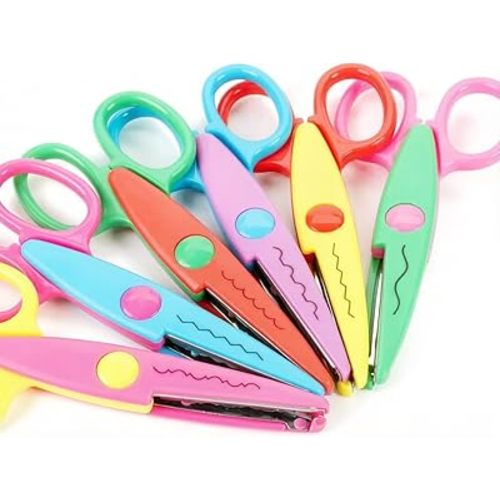 Decorative Paper Edge Scissor Set –5'' Colorful Paper Edger Scissors Great for Kids, Teachers, Crafts, Scrapbooking, DIY Projects and Kids Crafts, Set of 6 (5inch)