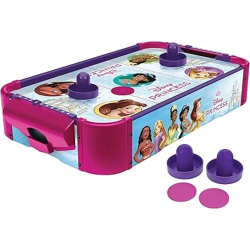 World Tech Toys Disney Princess Air Hockey Table for Kids - Wooden Tabletop Game with Puck, Pushers & Air Flow System - Disney Licensed - Kids 4+