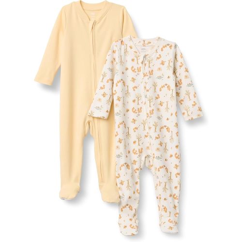 Amazon Essentials x Sofia Grainge Unisex Babies' Cotton Footed Sleep and Play Bodysuit, Pack of 2