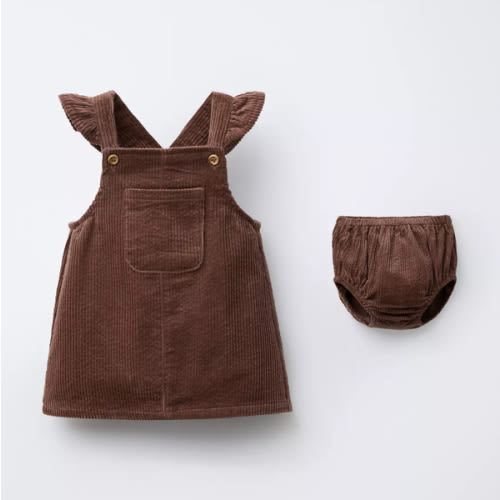 CORDUROY PINAFORE DRESS AND BLOOMERS - Dark pink | ZARA United States