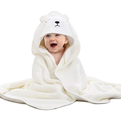 Baby Towels Newborn, Baby Hooded Towel, Beach Baby Bath Towel with Hood, Baby Bath Towels Wrap, Blanket for Baby, Baby Beach Towel, Hooded Bath Towels for Boy and Girl (White)