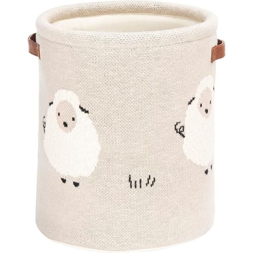 SAFAVIEH Baby Collection Kibbles Sheep Grey Cotton Nursery Storage Basket with Handles (Fully Assembled)