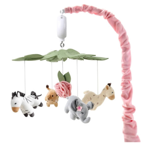 The Peanutshell Crib Mobile for Girls - Soft Pink Musical Baby Crib Mobile with 12 Lullabies, Cute Animal Baby Wildest Dreams Nursery Decor