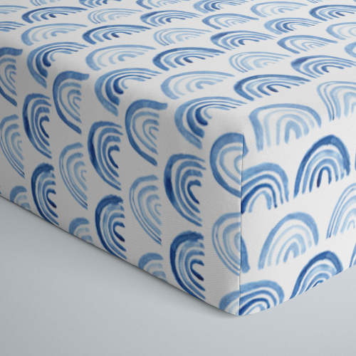 Blue Rainbows Fitted Crib Sheet - Little Sleepies