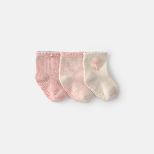 Baby Girl 3-Pack Floral Baby Booties - Pink | Carter’s Oshkosh Canada