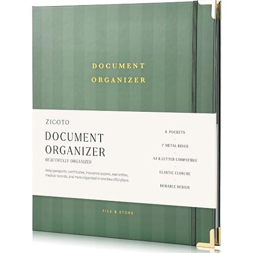 Aesthetic Document Organizer - Sturdy Striped 3-Ring Binder for Files