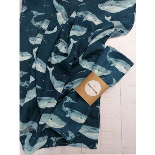Whale Muslin Square or Large Swaddle