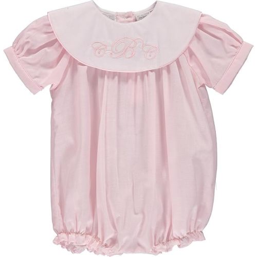 Personalized Classic Monogram Baby Girl Bubble Romper – Elegant Collar for Custom Embroidery