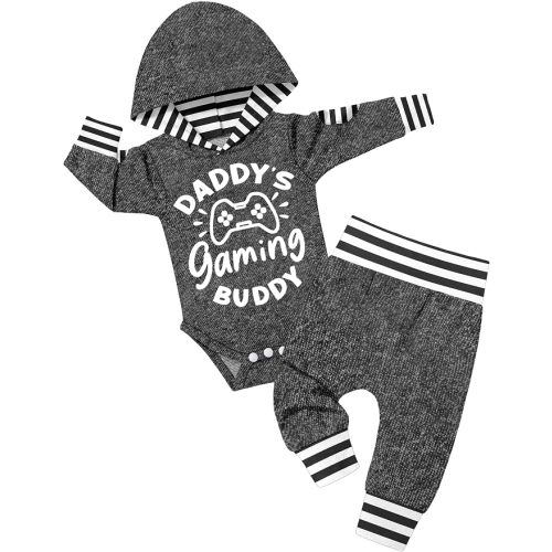 Fommy Newborn Baby Boy Clothes Plaid Letter Print Long Sleeve Hoodies + Long Pants 2PCS Fall Winter Outfits Set