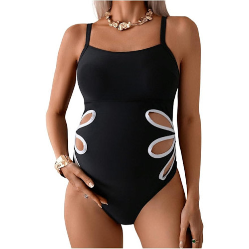 OYOANGLE Maternity Spaghetti Strap One Piece Swimsuit