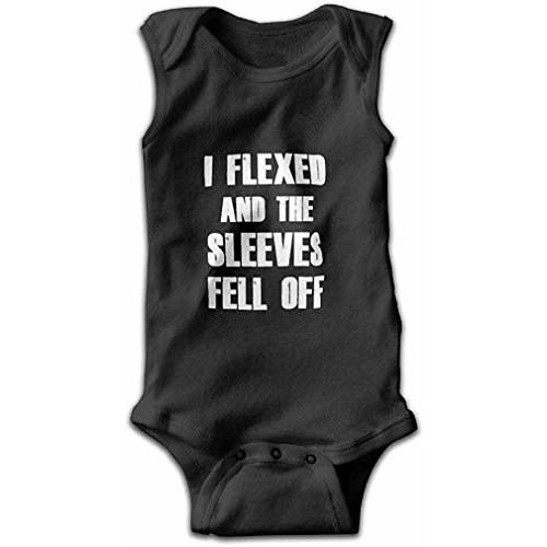 I Flexed and The Sleeves Fell Off Baby Sleeveless Rompers Jumpsuit Cute Bodysuit Black