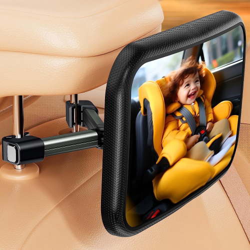 Kaskawise Baby Backseat Mirror, Wide Angle Convex View, 360° Rotation, Shatterproof, Easy Install