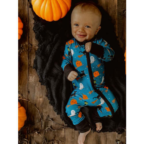 2-Way Convertible Zip Romper, Broomstick Friends Midnight