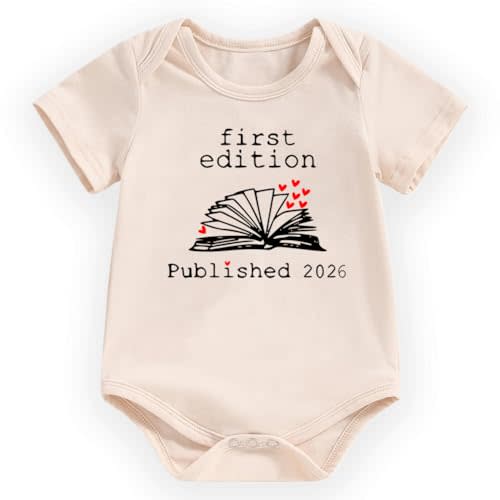 hrcfbk Infant Baby Boys Girls Bodysuit Newborn Short Sleeve Funny Letters Print Romper Reveal Pregnancy Announcement Clothes