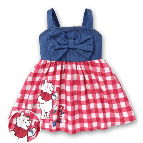 Disney Winnie the Pooh Baby Girls Dresses Graphic Sleeveless Denim Outfits Clothes for Little Girl Sizes 3M-5T Blue