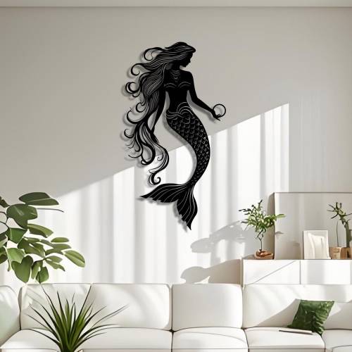 Metal Mermaid Wall Art: Laser Cut Nautical Decor