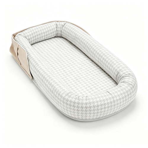 Loevin Baby Lounger for Newborn, Portable Breathable Infant Lounger for 0-12 Months Toddler, Adjustable Size Home Travel Dual-Purpose Baby Nest (Houndstooth)