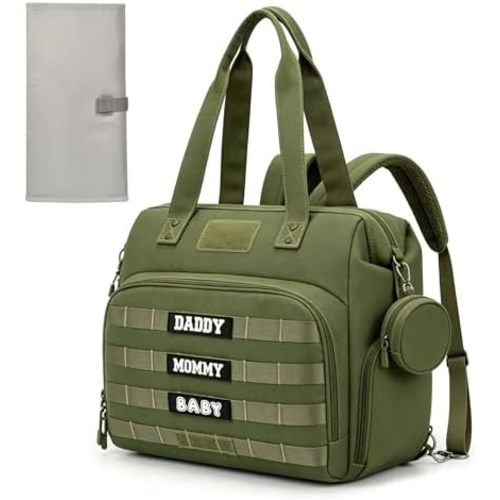 Tactical Dad Diaper Bag Backpack, 2-in-1 Convertible Tote with Changing Mat, Large Capacity for New Dads & Outdoor Travel