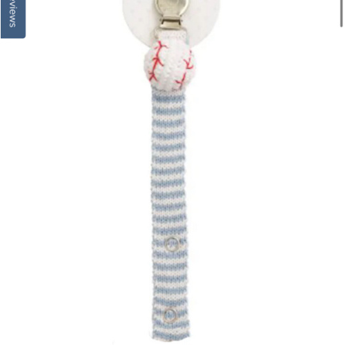 Baseball Crochet Paci Clip by Mud Pie