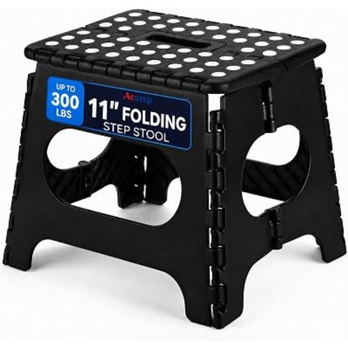 ACSTEP 11 Inch Folding Step Stool for Kids, Non-Slip Foldable Stools, Black