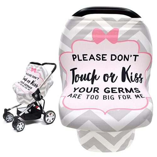 Metplus Baby Car Seat Cover, No Touch Sign Carseat Canopy & Nursing Covers | Breathable Infant Car Seat Canopy for Girls Boys,Stretchy Universal Fit, Multi-Use for Stroller & Carries, Baby Shower Gift